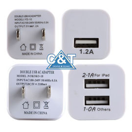 दोहरी पोर्ट 3.1A USB एसी पावर एडाप्टर 2-टोन होम Iphone 6 दीवार चार्जर